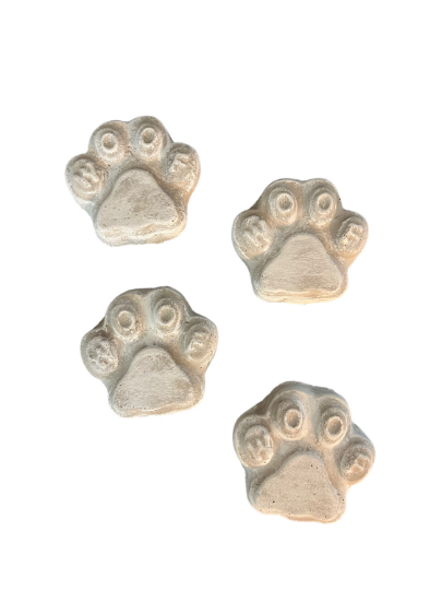 "WOOF" Mini Concrete Puppy Dog Paw Print, 3.5" x 3.5" x 1/2"