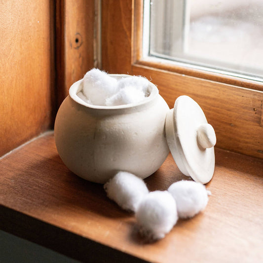 Cream Paper Mache Storage Jar