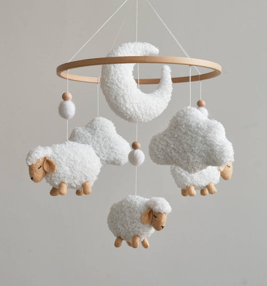 Boucle Sheep Baby Crib Mobile