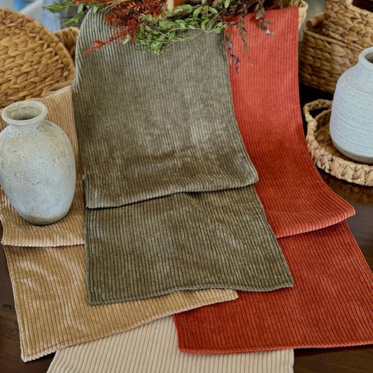 Corduroy Table Runner 13x54 in Cookie