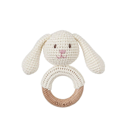Rattle Wood Ring Crochet Teething Toy