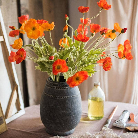 Orange Poppy Flower Stem 22 inches