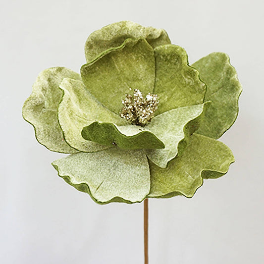5x5x13" Velvet Magnolia Stem - Green