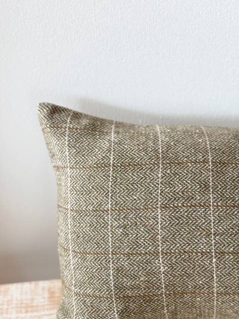 Olive Green Tweed Bolster Cushion Cover  80 x 30